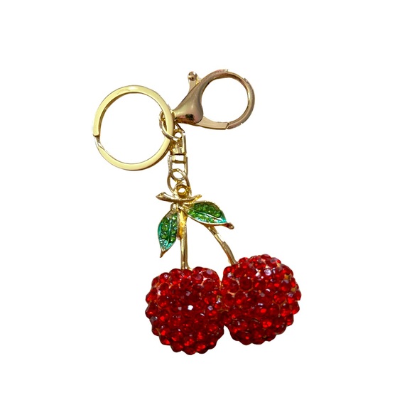 Accessories | Red Cherry Keychain With Rhinestones | Poshmark